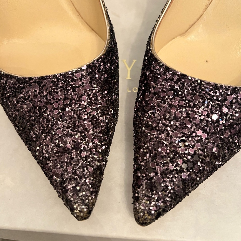 Jimmy Choo Glitter Gradient Heels in Gold and Brown - Picture 4 of 8